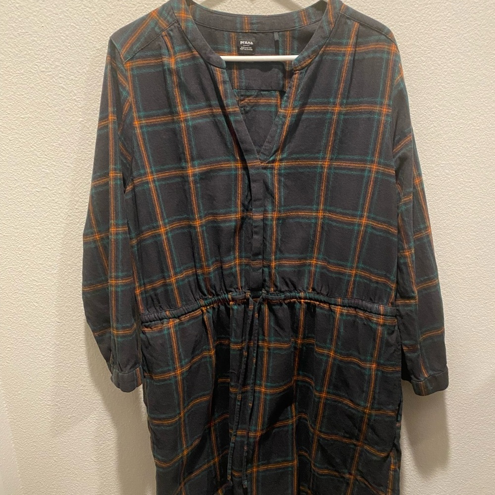 Plaid Prana Long-Sleeve Shirtdress